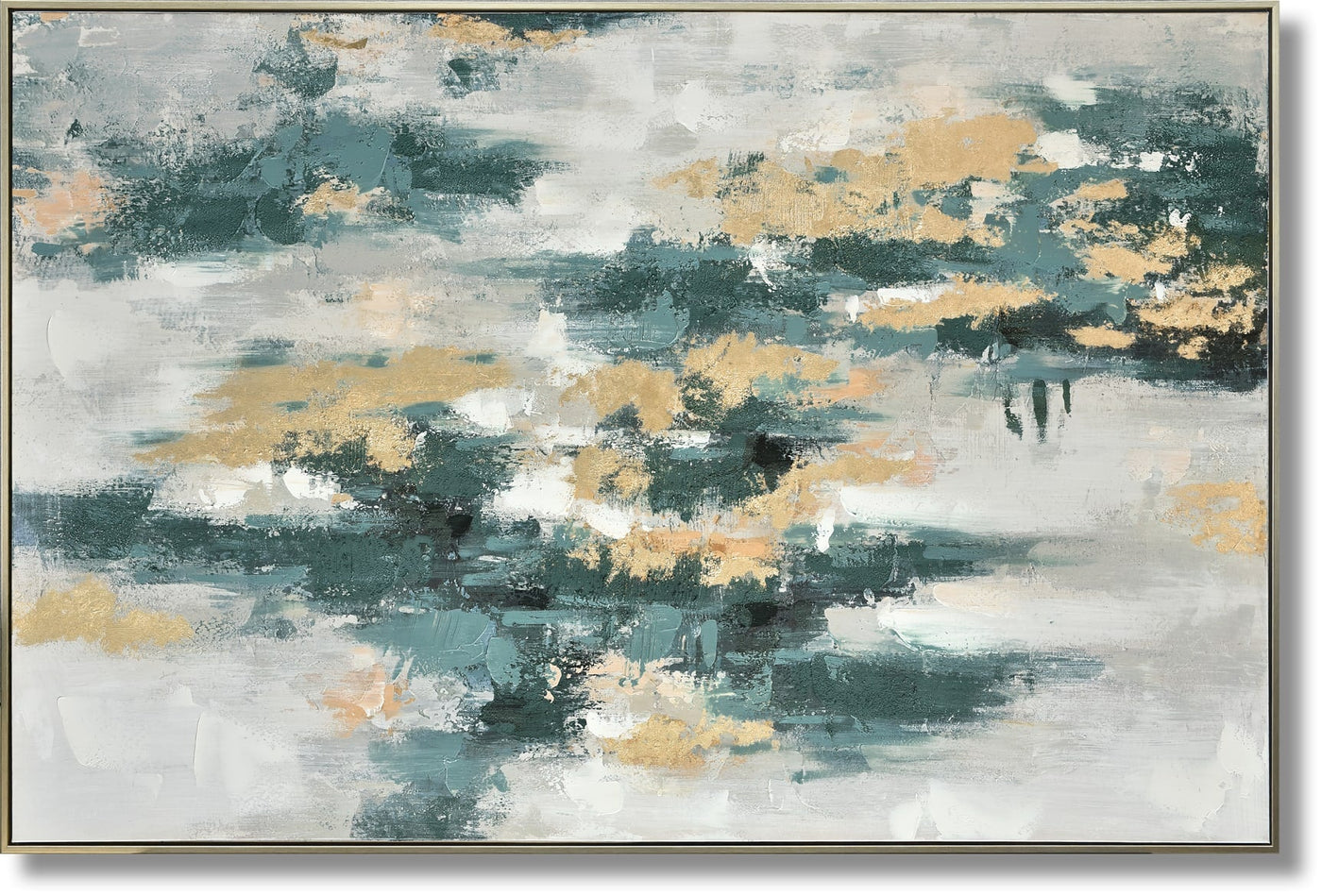 ''Opulent Mist Abstract'' Hand-painted Canvas in Frame