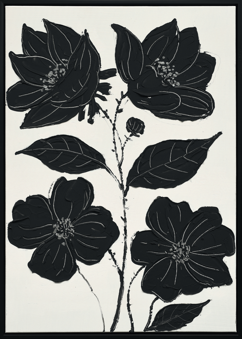 Nocturnal Blooms I Hand-painted Canvas in Frame