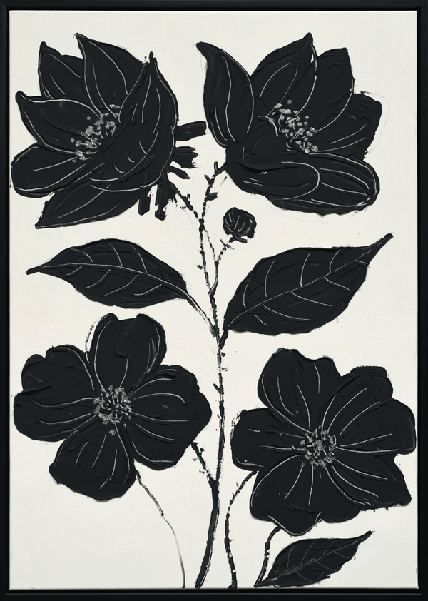 Nocturnal Blooms I Hand-painted Canvas in Frame