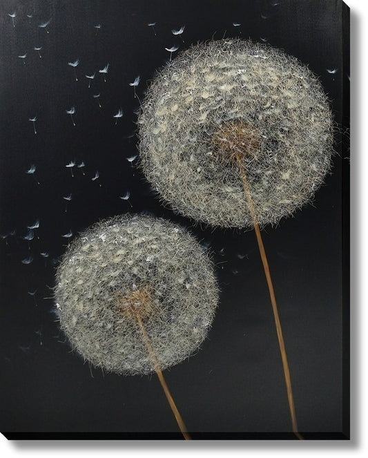 ''Midnight Wish Dandelions'' Hand-painted 3D Canvas