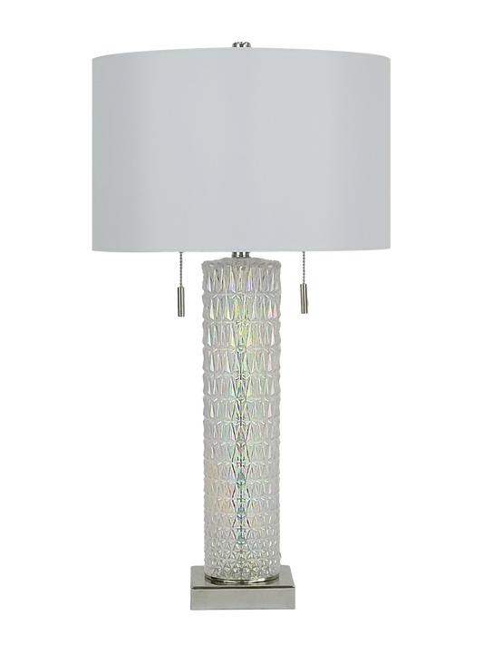 Radiant Glow Iridescent Glass & Metal Table Lamp (Case Pack 2)