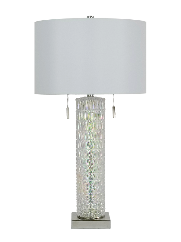 Radiant Glow Iridescent Glass & Metal Table Lamp (Case Pack 2)