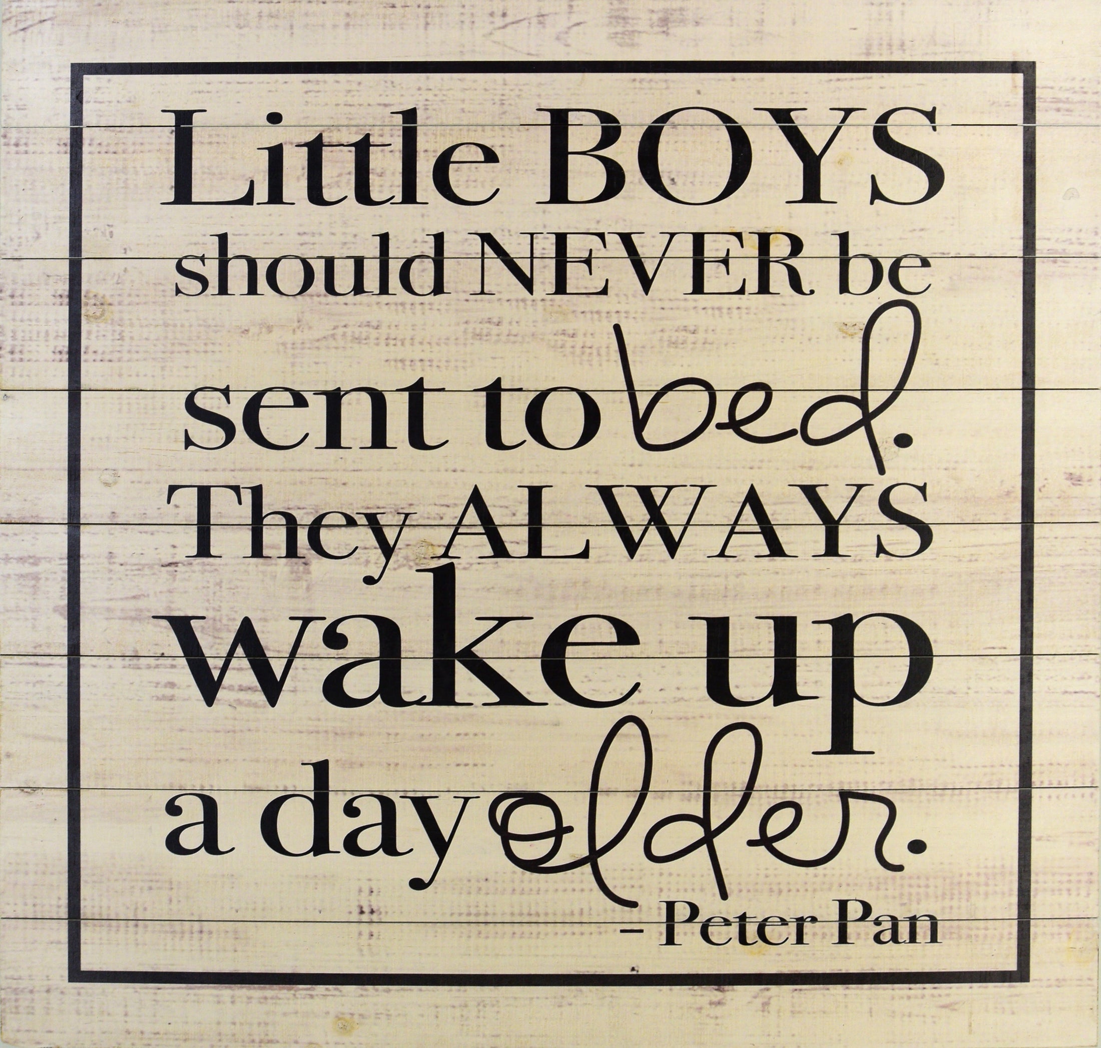 ''Peter Pan Little Boys Quote'' Wood Wall Art