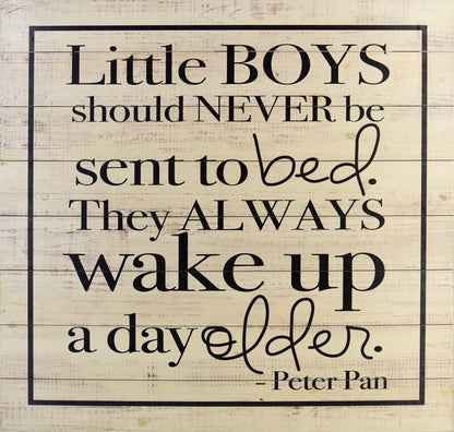 ''Peter Pan Little Boys Quote'' Wood Wall Art