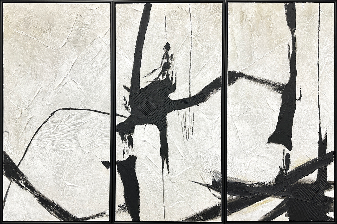 Abstract Harmony Hand-painted Canvas Triptych in Frame