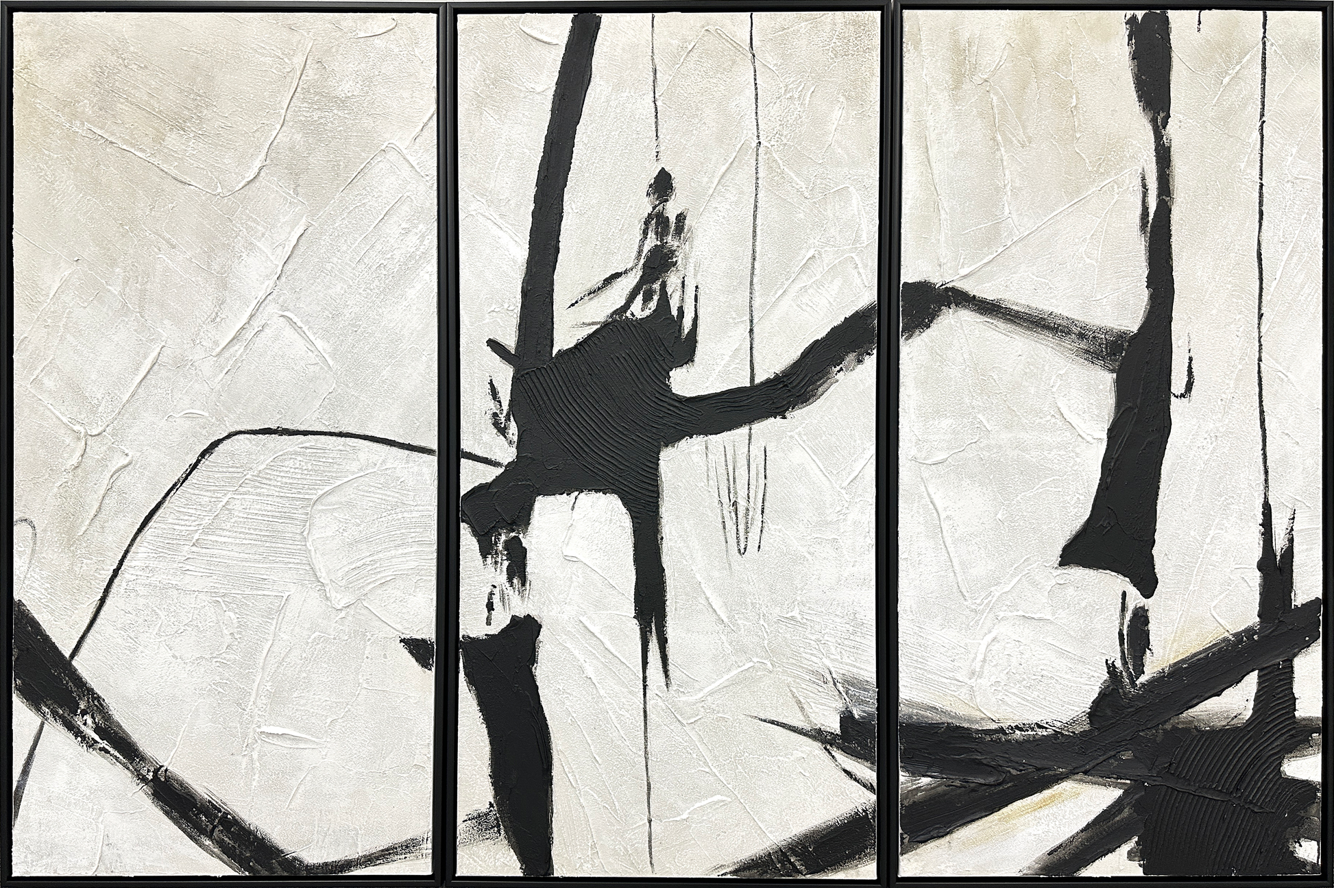 Abstract Harmony Hand-painted Canvas Triptych in Frame