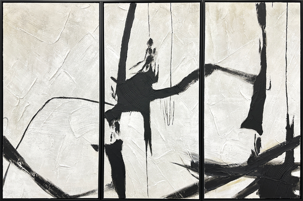 Abstract Harmony Hand-painted Canvas Triptych in Frame