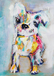 ''Whimsical Brushstroke Pup'' Printed Wrapped Canvas