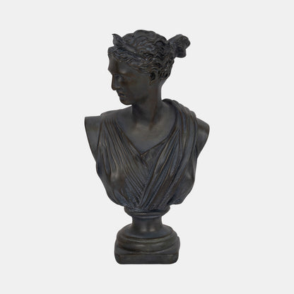 Grecian Bust Distressed Resin 12" Bronze