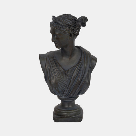 Grecian Bust Distressed Resin 12" Bronze