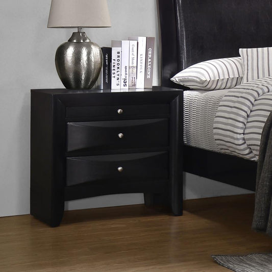 Briana 3-Drawer Nightstand Black