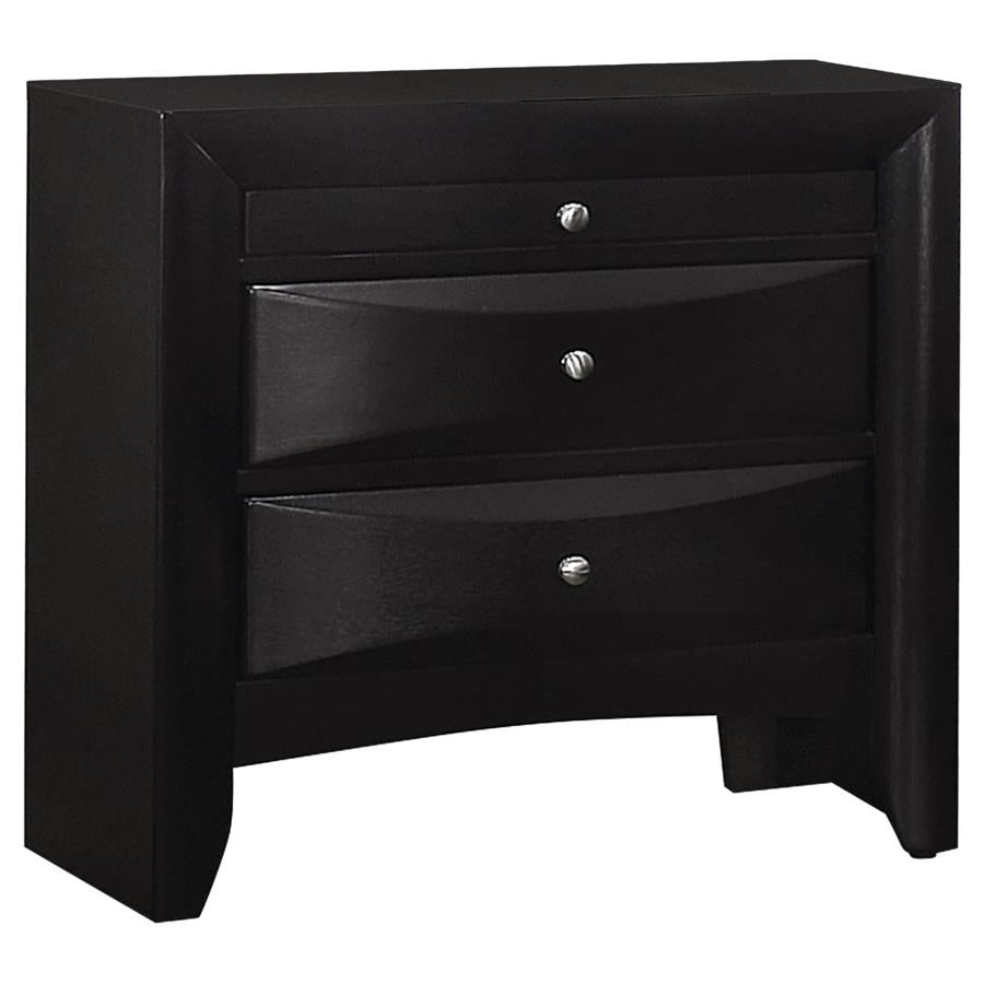 Briana 3-Drawer Nightstand Black