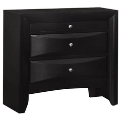 Briana 3-Drawer Nightstand Black