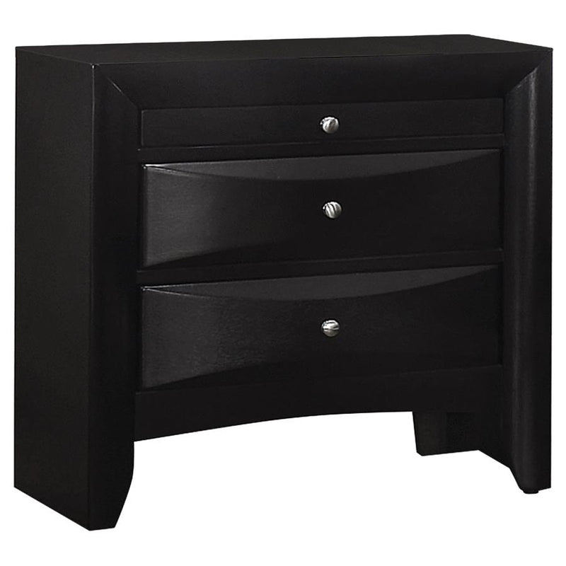 Briana 3-Drawer Nightstand Black