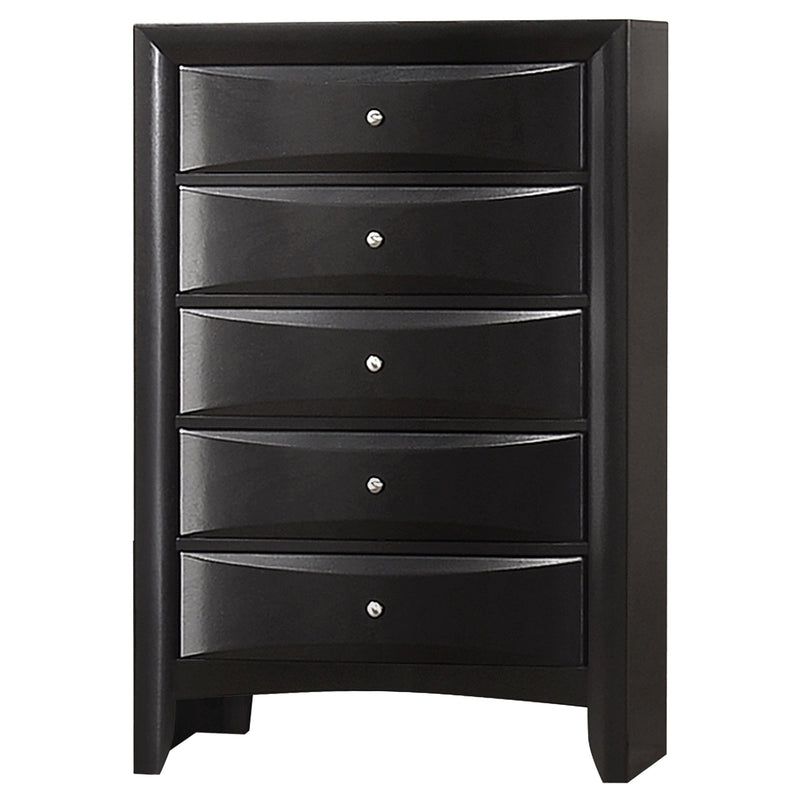 Cómoda rectangular Briana de 5 cajones negra