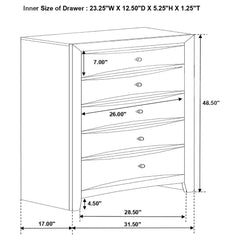 Coaster Briana Rectangular 5-drawer Chest Black Default Title