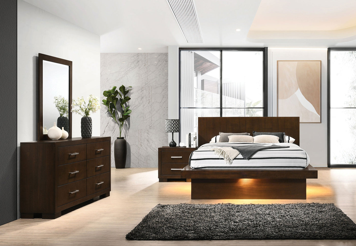 Conjunto de dormitorio Jessica Cappuccino