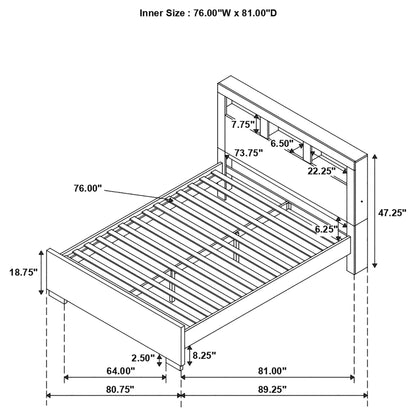 Estantería de almacenamiento con LED Jessica, color cama capuchino