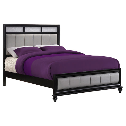 Barzini Queen Bed Kit Modern Black &amp; Gray Upholstered