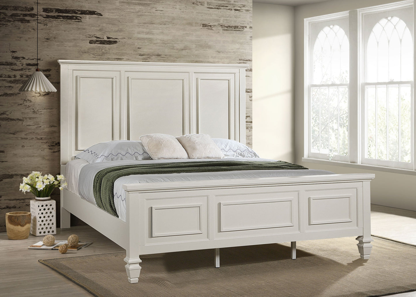 Sandy Beach 63-inch  Panel Bed Cream White
