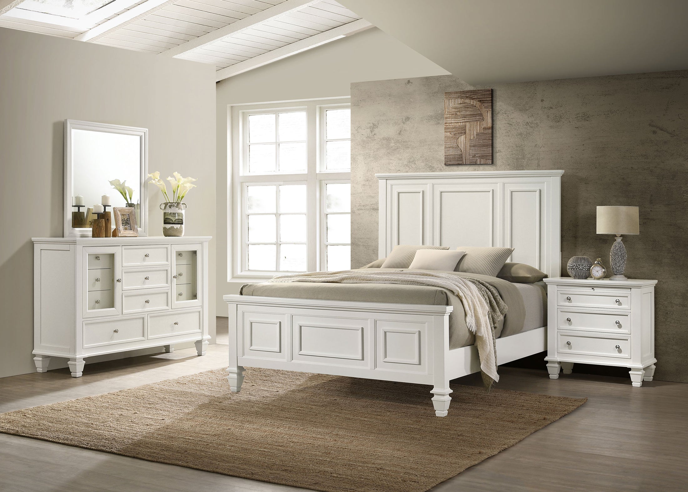 Sandy Beach  Bedroom Set Cream White
