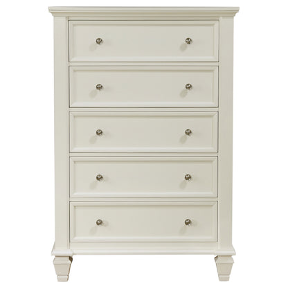 Sandy Beach 5-drawer Bedroom Chest Cream White