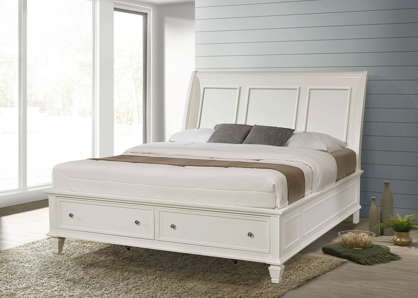 Sandy Beach 63-inch  Panel Bed Cream White