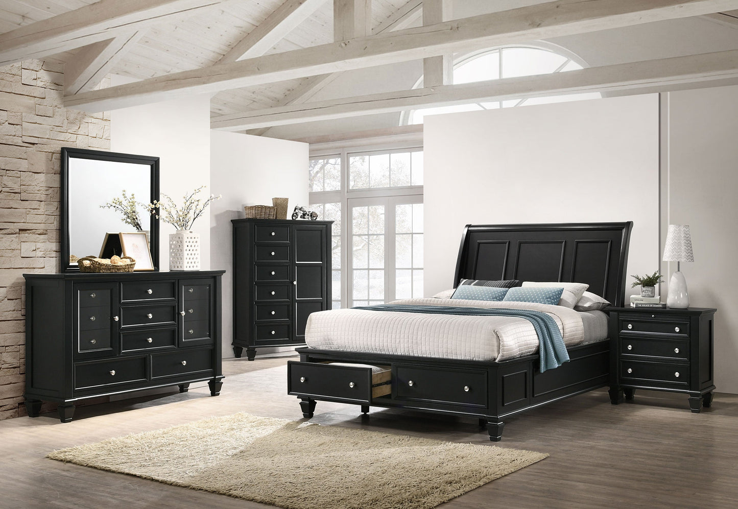 Sandy Beach  Bedroom Set Black