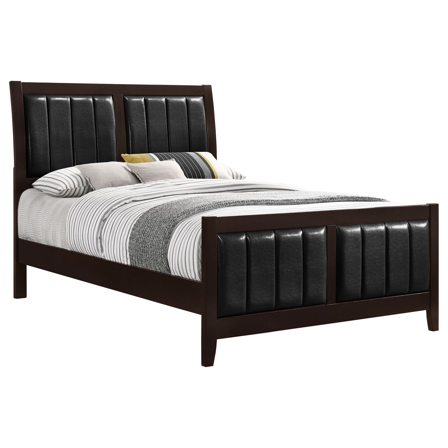 Cama Carlton con paneles de madera – Acabado capuchino