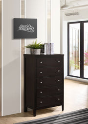 Cómoda de dormitorio Carlton de 5 cajones color capuchino