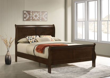 Louis Philippe 47-inch Sleigh Panel Bed White