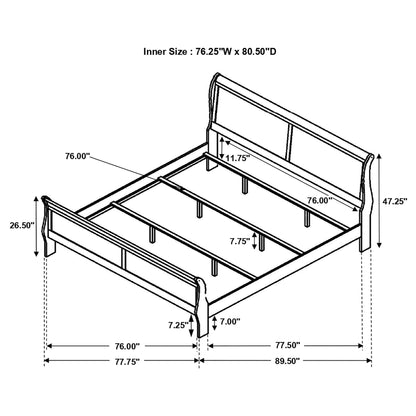 Louis Philippe 47-inch Sleigh Panel Bed White