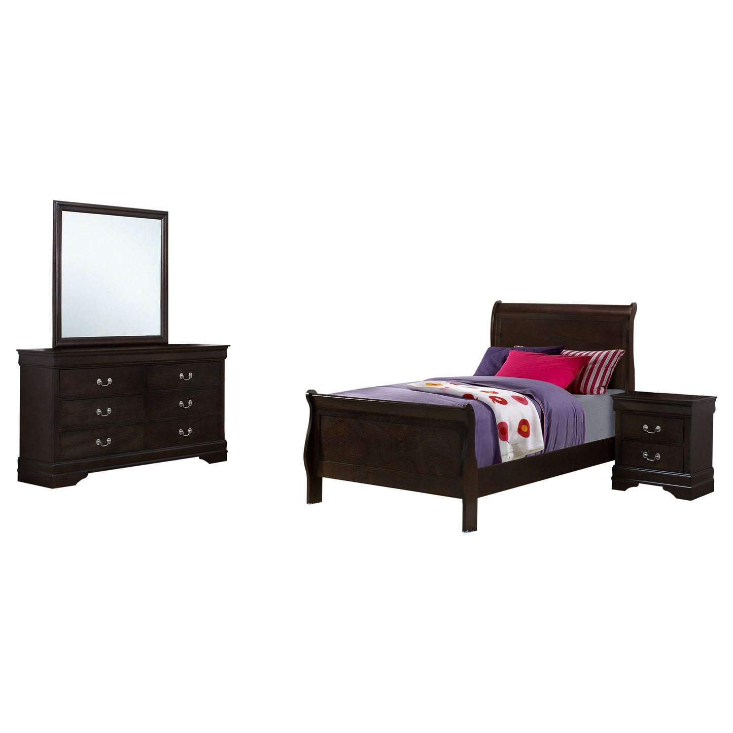 Louis Philippe  Bedroom Set Cappuccino