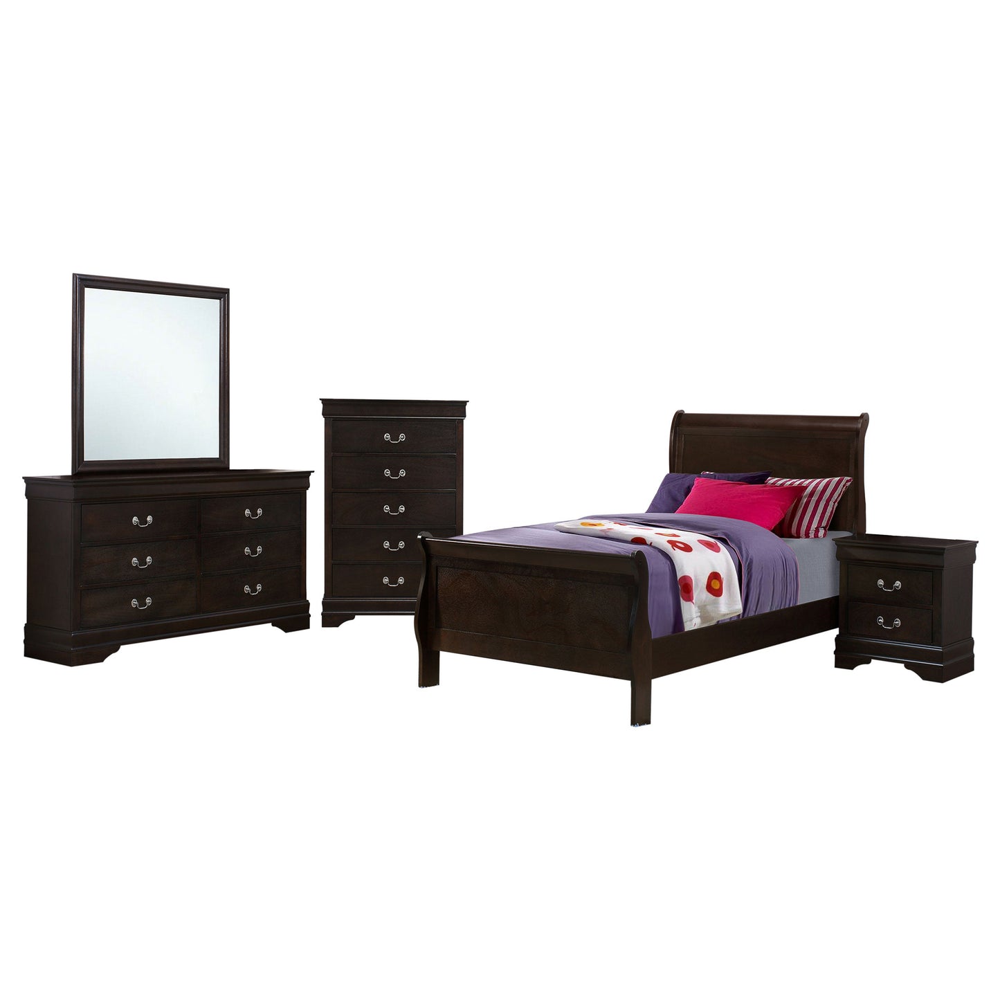 Louis Philippe  Bedroom Set Cappuccino