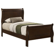 Cama Louis Philippe de 119 cm con paneles tipo trineo, color blanco