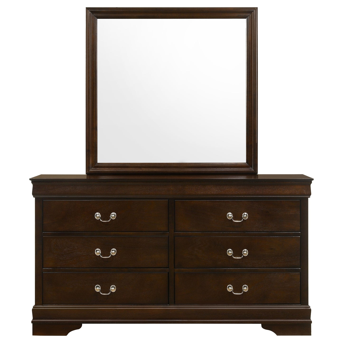 Louis Philippe 6-drawer Dresser and Mirror White