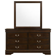 Cómoda Louis Philippe de 6 cajones y espejo blanco