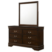Cómoda Louis Philippe de 6 cajones y espejo blanco