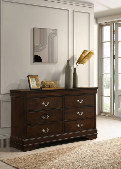Louis Philippe 6-drawer Dresser and Mirror White