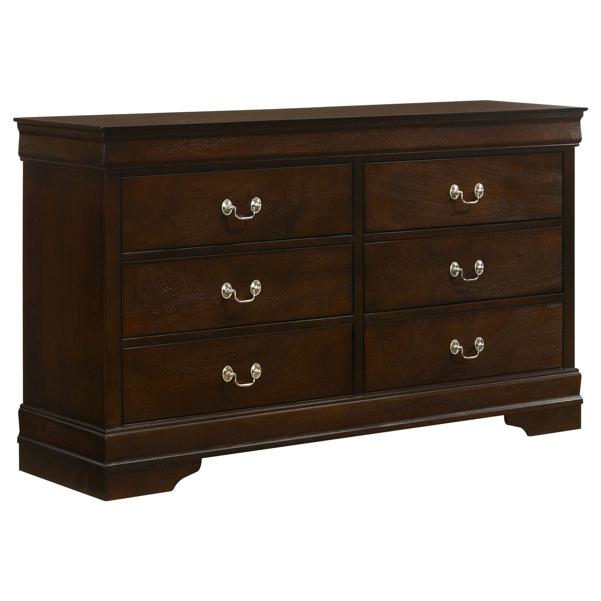 Cómoda Louis Philippe de 6 cajones y espejo blanco