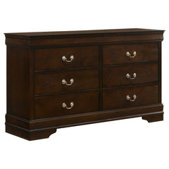 Louis Philippe 6-drawer Dresser and Mirror White