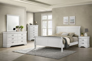 Cama Louis Philippe de 119 cm con paneles tipo trineo, color blanco