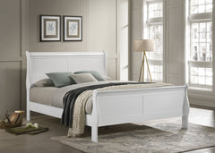Cama Louis Philippe de 119 cm con paneles tipo trineo, color blanco