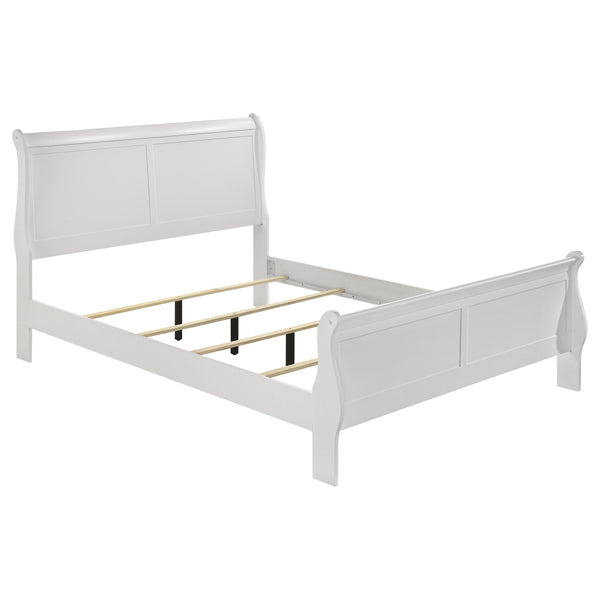 Louis Philippe 47-inch Sleigh Panel Bed White