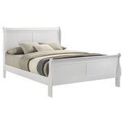 Cama Louis Philippe de 119 cm con paneles tipo trineo, color blanco
