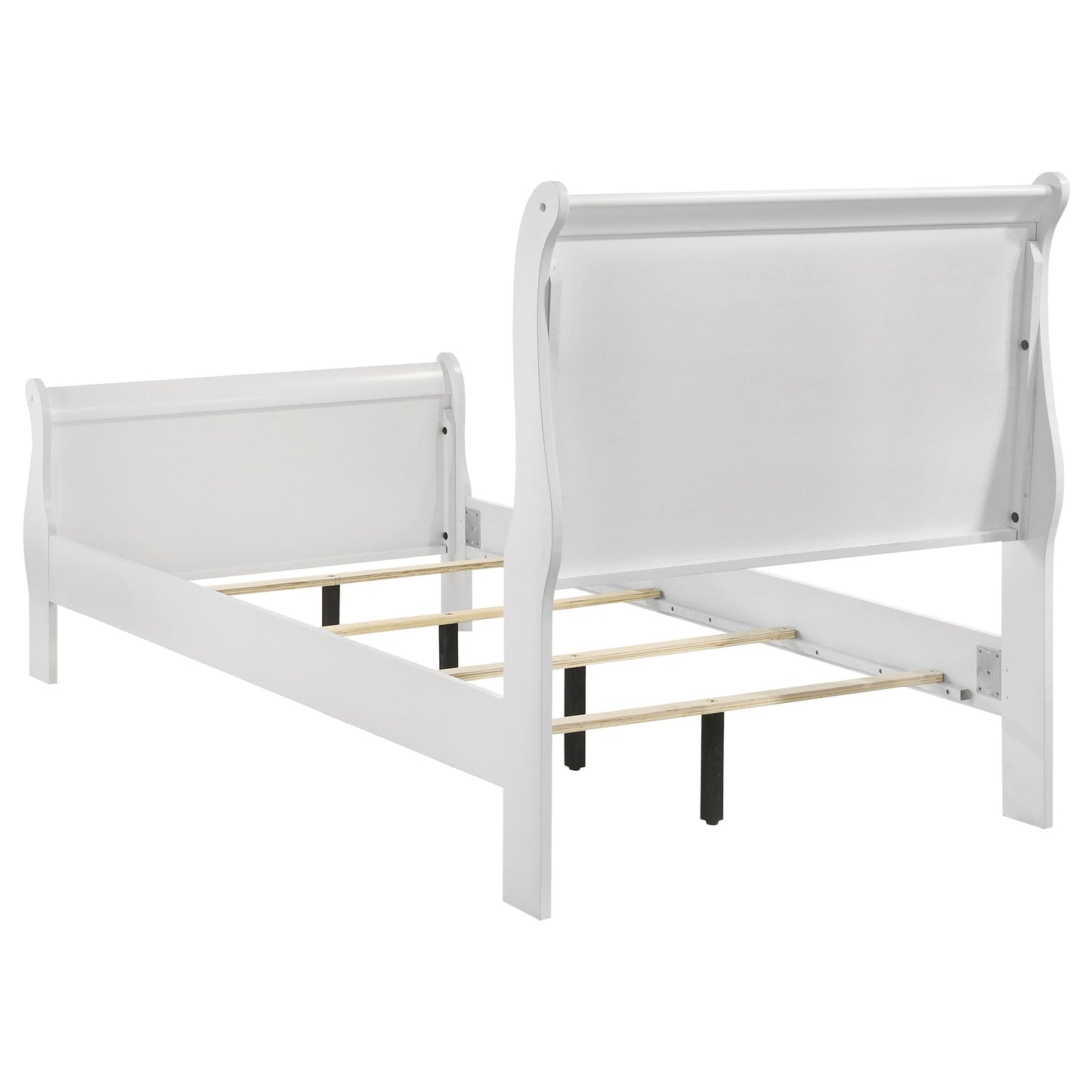 Louis Philippe 47-inch Sleigh Panel Bed White