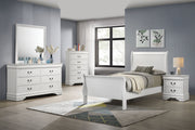 Cama Louis Philippe de 119 cm con paneles tipo trineo, color blanco