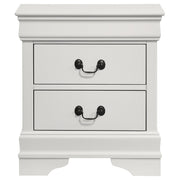 Mesita de noche Louis Philippe de 2 cajones, color blanco