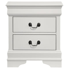 Mesita de noche Louis Philippe de 2 cajones, color blanco