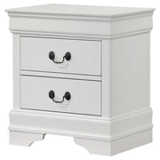 Mesita de noche Louis Philippe de 2 cajones, color blanco